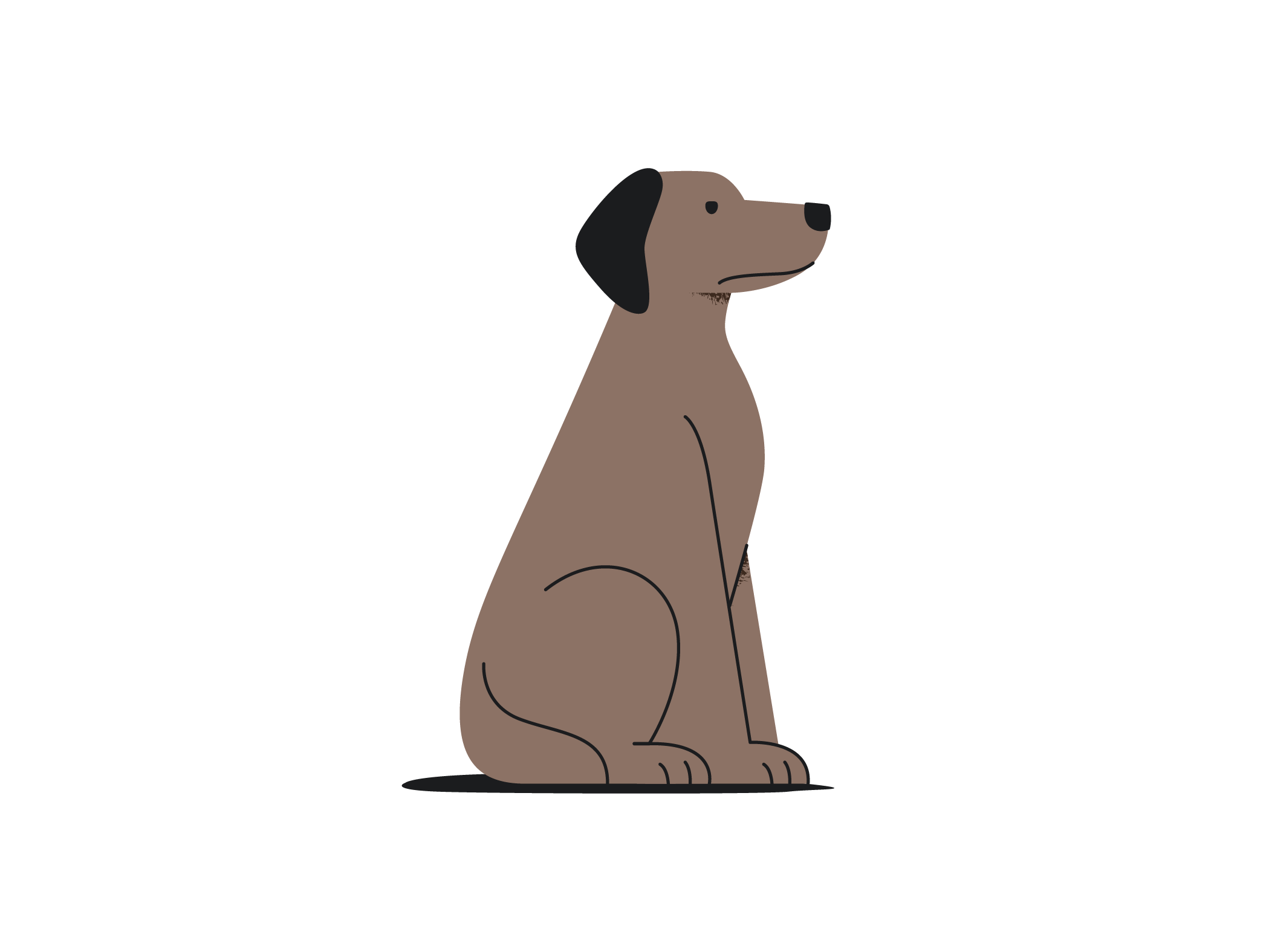 an illustration of a big dog sitting down