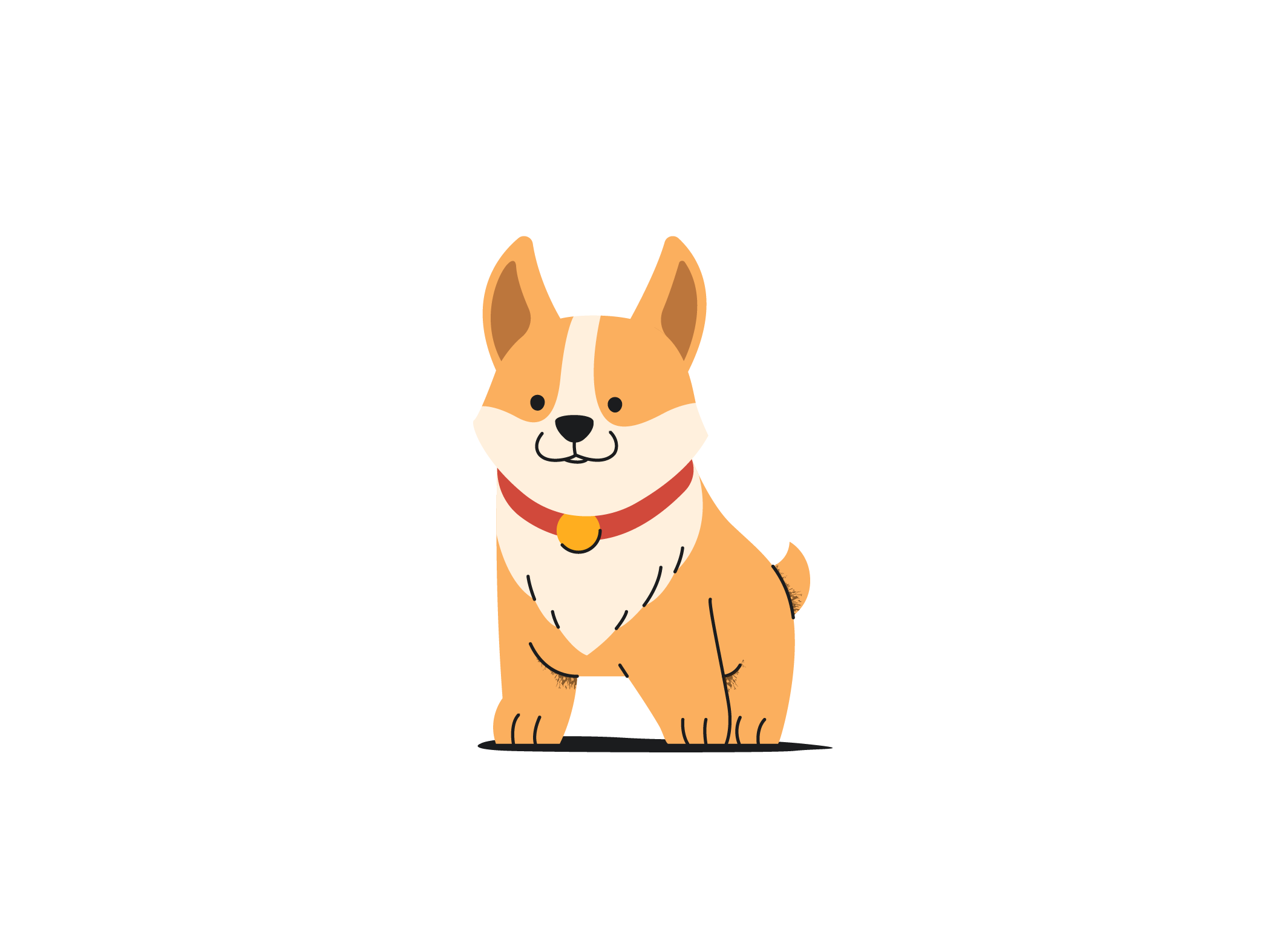 an illustration of a little dog with pointy ears